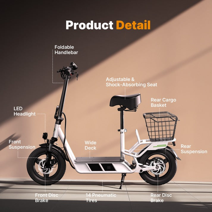 isinwheel Hyper X Electric Scooter with Seat & Basket 700W