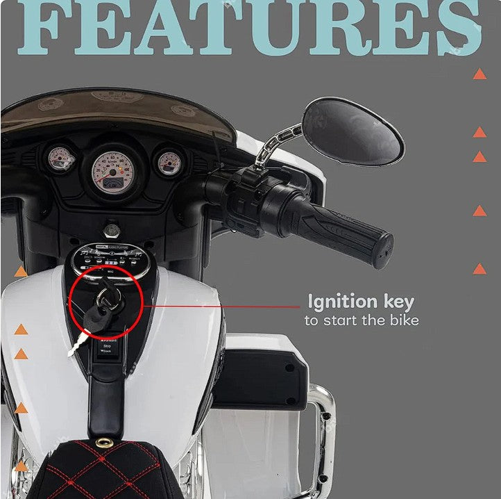 3 Wheel Police Kids Electric Ride On Motorcycle - 12v