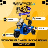 Wow Cruiser 3 Wheel 12V Kids Electric Kids Ride on Motorcycle
