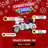 Police 3 Wheel 12V Electric Kids Ride On Motorcycle (R1800)