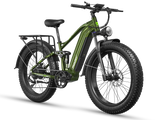 FreeSky Eurostar Ultra M-410 Green 3000W Fat Tire Full Suspension Electric Mountain eBike 95-Mile Long Range – WOW Electric Rides Calgary Alberta Canada