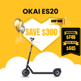 OKAI - ES20 Electric Scooter Motor 600w - Battery 36v, 9.8Ah (Open Box)