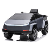 ZB-2102 12V Cybertruck-Style Kids Ride-On Car in Grey with EVA Rubber Wheels and LED Headlights WOW Electric Rides Calgary Alberta Canada 