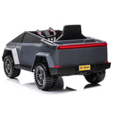 ZB-2102 12V Cybertruck-Style Kids Ride-On Car in Grey with EVA Rubber Wheels and LED Headlights WOW Electric Rides Calgary Alberta Canada 