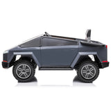 ZB-2102 12V Cybertruck-Style Kids Ride-On Car in Grey with EVA Rubber Wheels and LED Headlights WOW Electric Rides Calgary Alberta Canada 